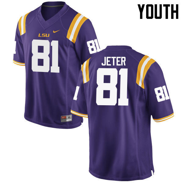Youth LSU Tigers #81 Colin Jeter College Football Jerseys Game-Purple - Click Image to Close